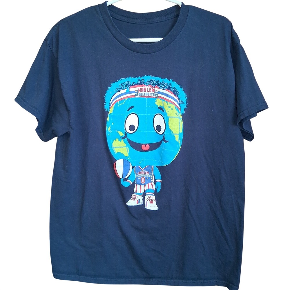 Harlem Globetrotters SS Navy‎ Mascot  Graphic Tee Basketball Sports Humor GUC